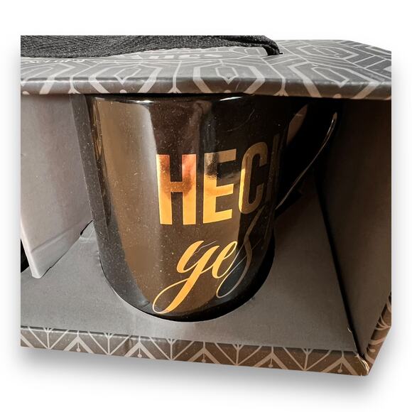 Strawberry Street Coffee Mug Set Heck Yes Heck No Black 14.5 oz Set of 2 New - Picture 4 of 5